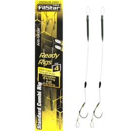 PRO FILSTAR Carp Fishing Combi Rig Fishing Hook Wide Gape N4, Fluorocarbon Leader 20 cm, Аnti Tangle Sleeve, Braiding Line - Pop Up Fishing Bait - Boilies Hair Rig - Carp Fishing Accessories - Carp