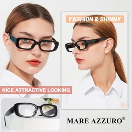 MARE AZZURO Stylish Reading Glasses Women Unique Readers 0 1.0 1.25 1.5 1.75 2.0 2.25 2.5 2.75 3.0 3.5 4.0 5.0 6.0 (Black, 125)