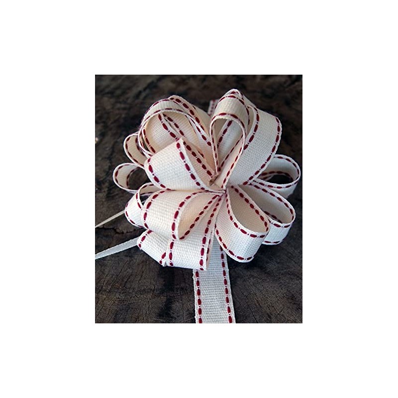 POSHNPRETTY Canvas Pull Bow with Red Saddle Stitching, 4", 12