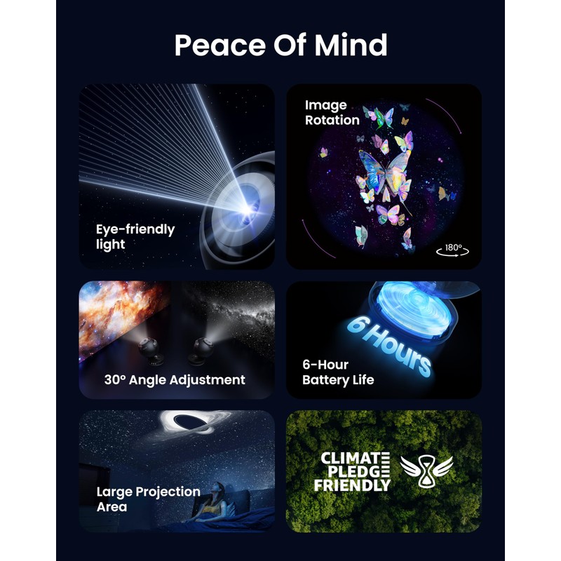 POCOCO Galaxy Star Projector for Bedroom with Replaceable Optical Film