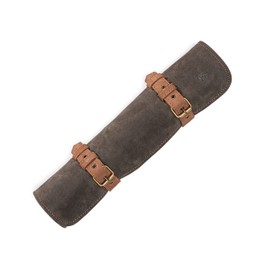 Angus Stoke Knife Roll Bag of genuine buffalo Leather – Handcrafted Chef`s Knife Roll Storage Bag/Case 7 slots – Sean (Olive-Green/Brown)