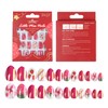 Kids Press on Nails Short Almond Fake Nails Deep Red