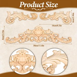 Dtoterul Pack of 6 Wooden Ornaments for Furniture, Ornaments for Furniture Vintage, Wood Carved Corner Onlay Applique, Decorative Wooden Appliques, Wooden Appliques, Furniture Suitable for Walls,