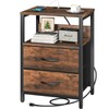 Yoobure Nightstand with Charging Station, Small Night Stand with Fabric