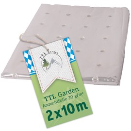TTL Garden 10 x 2 m PE Cold Frame Film Perforated 20 g/m² - Transparent Garden Film for Polytunnel Cultivation Film Cold Frame & Raised Bed Growing Film Heat Protection Against Rain, Wind Frost