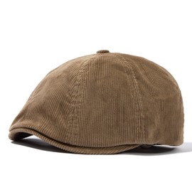 Gvatasz Corduroy Newsboy Caps Flat Cap Gatsby Golf Fitted Hats Beret Ivy Cap Adjustable Hooligan Driver Snap Hat,Khaki