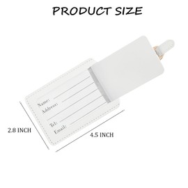 Initial Luggage Tag, Monogram Baggage Tag, PU Leather Suitcase Tag, Travel Tag, Name Tag, ID Tag, Baggage Identification tag (White Leather+Blue Marble Letter, M Letter)