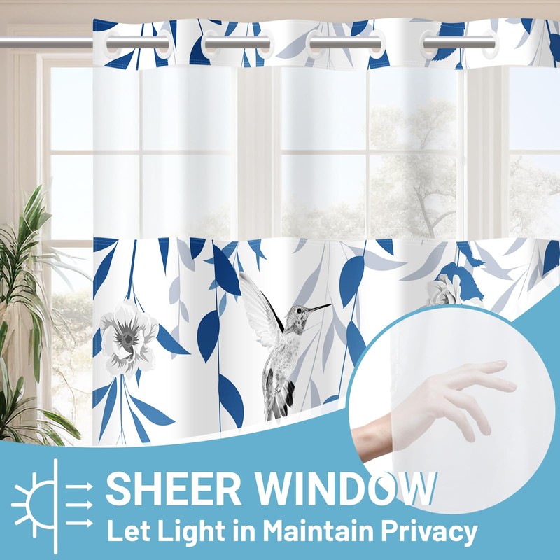 WITHLOC No Hook Shower Curtain with Snap in Liner -