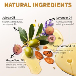 Pjordo Aromatherapy Lavender Massage Oil for Calming, Soothing & Relaxing, Natural Body Massage Oil for Massage Therapy with Jojoba & Sweet Almond, No Stain & Non-Sticky, Spa Gift for Her Him