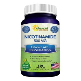 aSquared Nutrition Nicotinamida 500 Mg Con Resveratrol Precursor Nad, Gmp Sabor Sin Sabor