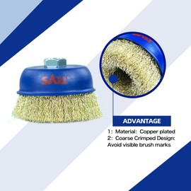 SALI 24 Pack Wire Cup Brush, 3 Inch Coarse Crimped Cup Brush for Grinders, with 5/8-11 Inch Arbor for Heavy Cleaning Rust, Stripping and Abrasive, for Angle Grinder