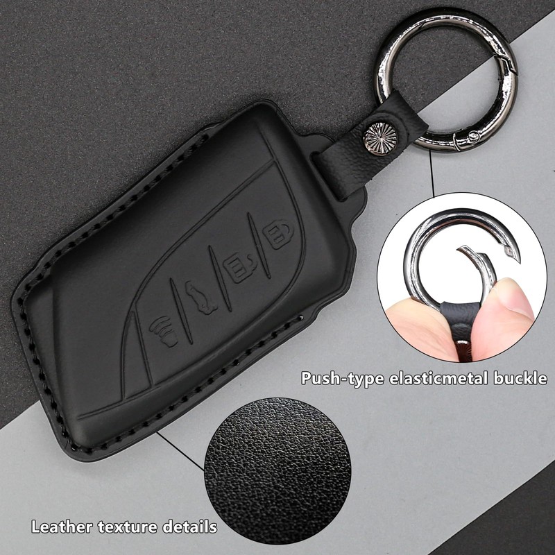 Jinmanyuan Compatible with Lexus Key Fob Cover Leather with Keychain