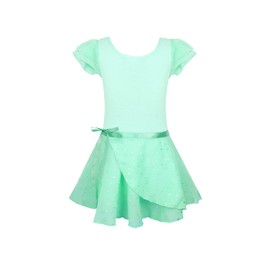 EQSJIU Dance Leotards for Girls 5-6 Size 6 7 6-7 Years Old Ballet Skirts with Sequins Sparkles Light Green