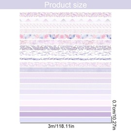 Pack of 20 Washi Tape, Washi Tape for Journaling, Lean Retro Decorative Tape for Newspapers, DIY Decorations, Diaries, Planners, Scrapbooks, Packaging, Cards (Purple)