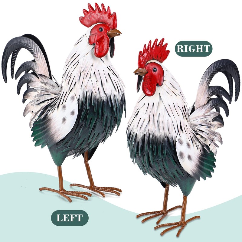 Ratuor Rooster Garden Statue Sculpture Metal Chicken Yard Decor Outdoor