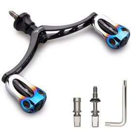 HEIGHTEN 3.9 inches (98 mm) Reel Handle, 0.9 inches (22 mm) Knob Included, For Shimano Daiwa Universal Spinning Reels, Aurora Series (Black - Burned) (847)