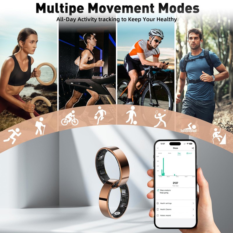 SARUNN ER Smart Ring with Sleep Monitoring, Step Counting, Heart