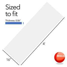 RESILIA Closet Shelf Liner for Wire Shelving – Pack of 4, 16" Wide x 4' Long Heavy Duty Waterproof Liners, Clear PVC Covers for Kitchen Pantry, Bathroom Closet, & Cabinet Storage, Made in The USA