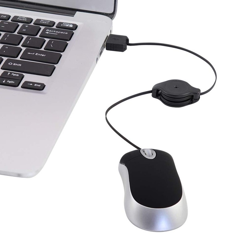 DIWOSHE Ultra Mini Mouse USB Wired 3 Button Retractable Telescopic