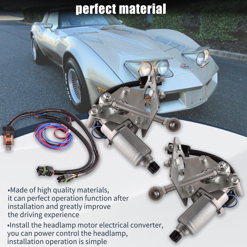 Front Driver and Passenger Electric Headlight Motor Conversion Kit Compatible