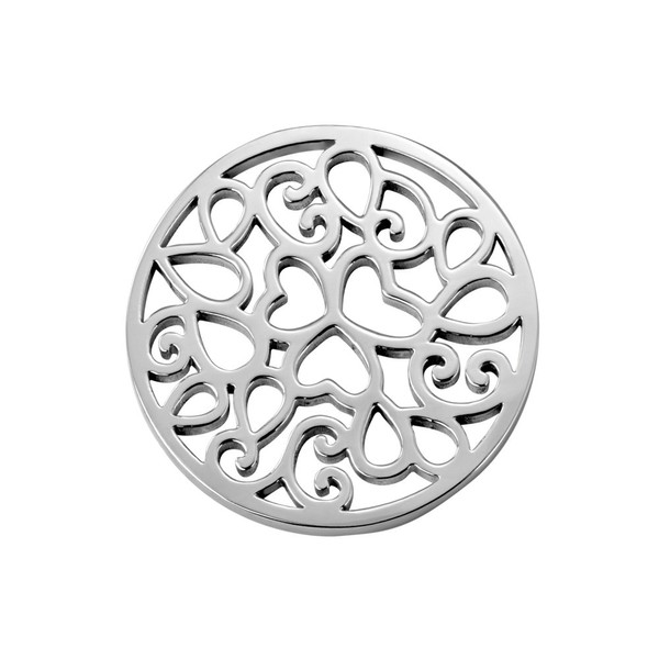 Quiges Silver Stainless Steel Small 25mm Coin Heart Frenzy Pattern