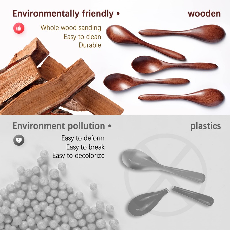 Hefild 7 PCS Wooden Spoons, 5.78 Inch Teaspoons for Honey,