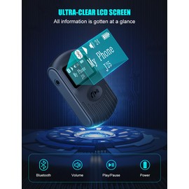 COMSOON Bluetooth Receiver with LCD Screen, Portable AUX Bluetooth 5.0 Adapter for Car/Home Stereo/Speaker/Wired Headphones, Noise Cancelling/Hands-Free Calling/Music Streaming-Black