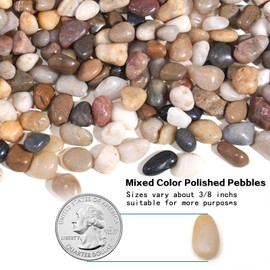 Calofulston 2.2lb Pebbles, 3/8 Inch Small Pebbles for Indoor Plants, Bamboo, Succulent, Vase, Outdoor Landscaping, Decorative Polished Plant Rocks for Pots Indoor, Mixed Color