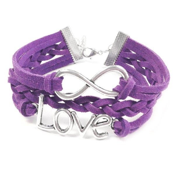 Wrapables Vintage Leather Rope Infinity Bracelet – Purple, Love, Infinity