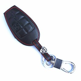 WFMJ New Black Genuine Leather Remote Smart Key Chain Holder Cover Case Fob for Dodge Challenger Charger Magnum Durango Grand Caravan Ram 1500 2500 3500 4500 Jeep Commander Grand Cherokee