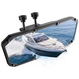 Universal 360° Adjustable Boat Mirror, Upgraded Metal Clamp, Wide-Angle Convex Marine Mirror for Pontoon & Ski Boats, Surfing & Water Sports, Easy Installation