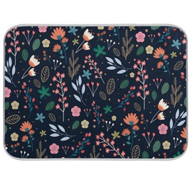 Large Drying Matt for Kitchen Counter Colorful Flowers Micorfiber Dish Drying Pad for Dishes Sink Countertop 18'' x 24''