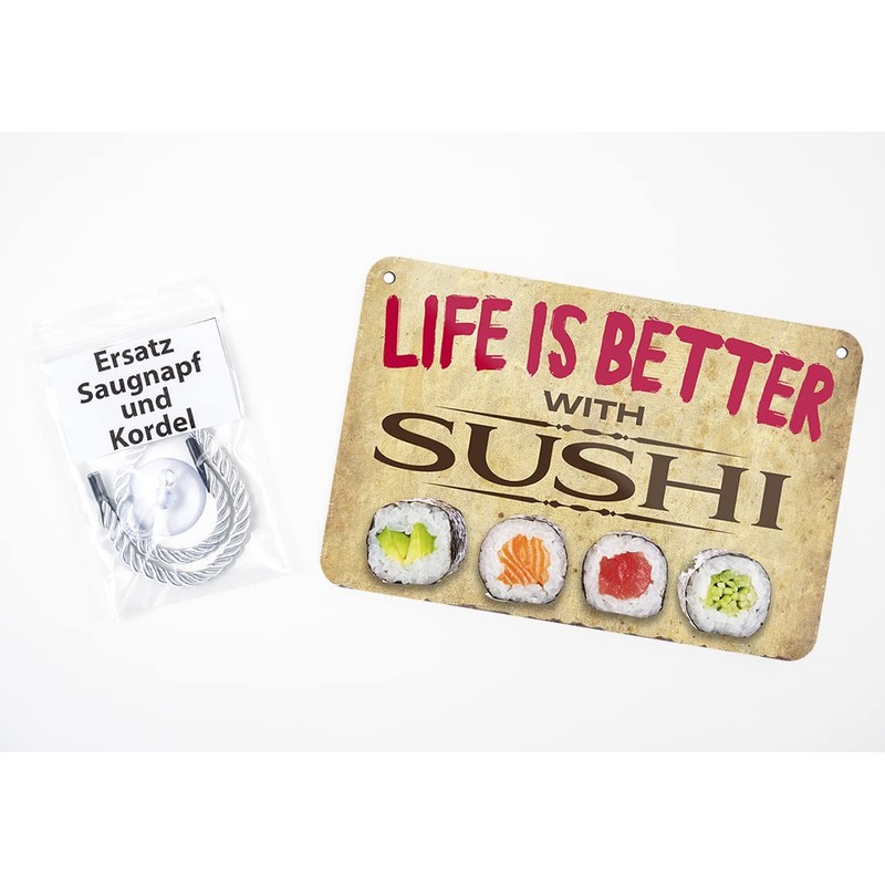 Life is Better with Sushi Retro Decorative Hanging Sign with