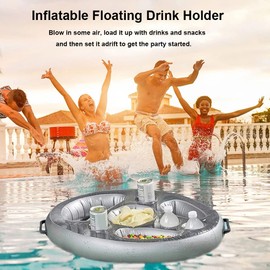 Maxmit Inflatable Drink Holder Float, Floating Drink Holder Pool Drink Holder Floats Floating Drink Holder with 8 Holes Large Capacity Cup Tray Pool Accessories for Pools, Hot Tub, Parties, Beach