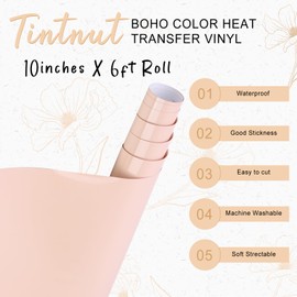 Tintnut Cream Heat Transfer Vinyl Cream Tan HTV Vinyl Rolls - 10 inches * 6 ft Skin Color HTV Vinyl Rolls Solid Nude HTV Iron on Vinyl for T-Shirts Compatible with Cricut or Silhoutte Cameo