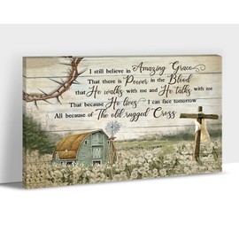 TIHUSAGO Farmhouse Wall Art - Barn Pictures, Modern Decor for Living Room, Inspirational Quotes Canvas Print, Old Painting Framed Artwork Rustic Home M(18x24 Inches)