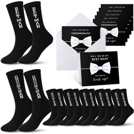 Jamntower 7 Set Groomsmen Proposal Gifts for Men Included Groomsmen Socks and Card with Envelopes for Wedding