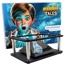 Heromask Tales: Educational Storytelling, 3D Hologram for Teaching Values and Deep Lessons, Children's Stories with Holographic Pyramid for Children from 4 to 10 Years