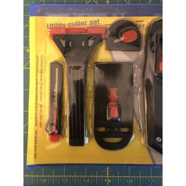 Unbranded Vtg 8 Piece Plastic Utility Knife Cutter Set & Blades #51780 Original Packaging