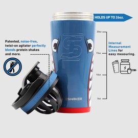 IS ICESHAKER Ice Shaker 26oz Insulated Protein Shaker Bottle, WWII Warhawk Blue Bomber, Insulated Gym Water Bottle, As Seen on Shark Tank, Blue Bomber