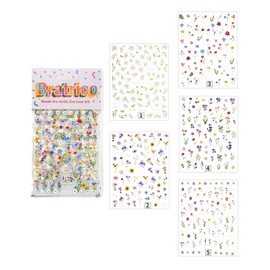 Bratrico 5D Nail Stickers for Nail Art – 5 Sheets Self-Adhesive Summer Flower Stickers, Petal Design Nail Decals, Nail Supplies & Accessories for DIY Manicure