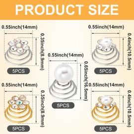 OIIKI 25PCS Rhinestone Pearl Spirals Hair Clips, Sparkle Crystal Flower Pearl Coil Hair Jewelry Clips, Hair Decorative Accessories for Bridal, Bridesmaid Flower Wedding Party Prom (5 Styles)