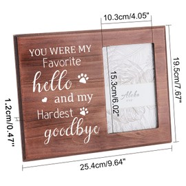 FINGERINSPIRE 15X10cm Picture Frame Pet Memorial Picture Frame with Paw Prints Saddle Brown Wood Photo Frame Rectangle Frame with You Were My Favorite Hello And My Hardest Goodbye Words