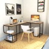 Costway Reversible L-Shaped Computer Desk Corner Study Table Workstation Rustic