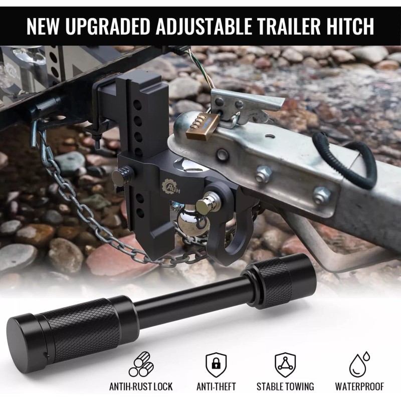 AUH Adjustable Trailer Hitch 8" Drop 2" Receiver Alloy Steel