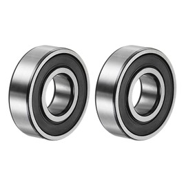 sourcing map 2 Pcs 17 x 40 x 12mm C3 Double Rubberized Chrome Steel Bearings - Black 6203-2RS