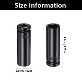 Impact Sockets, 1/2 Inch Drive 18mm Deep Impact Socket - Heat-Treated Cr-V Steel, for Car Home Repair Home Car Repair(Black 78mm)