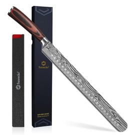 Sunnecko 12 Inch Carving Knife,Ultra Sharp High Carbon German Stainless Steel Brisket Slicing Knife for BBQ, Roasts, Turkey