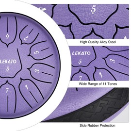 LEKATO LEKATO Steel Tongue Drum 6 Inch 11 Note, Rain Drum for Outside D Major Handpan Drum for Meditation Yoga Musical Education, New Year Gift for Kids/Families