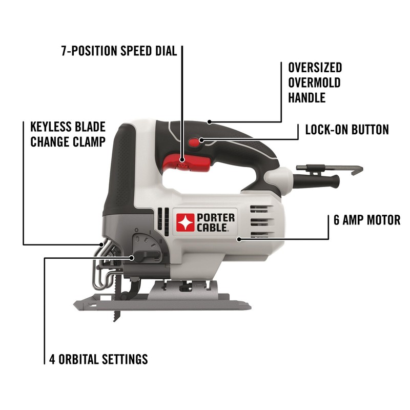PORTER-CABLE Orbital Jig Saw, 6.0-Amp, Corded (PCE345)